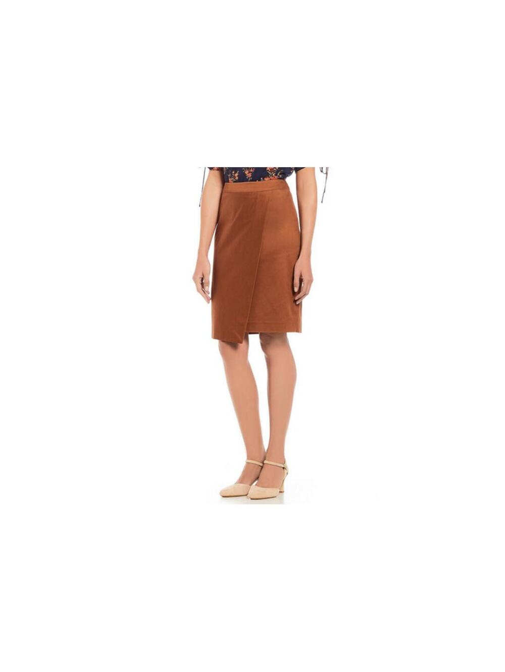 NWT Alex Marie Copper Brown Faux Wrap Pencil Skirt 10